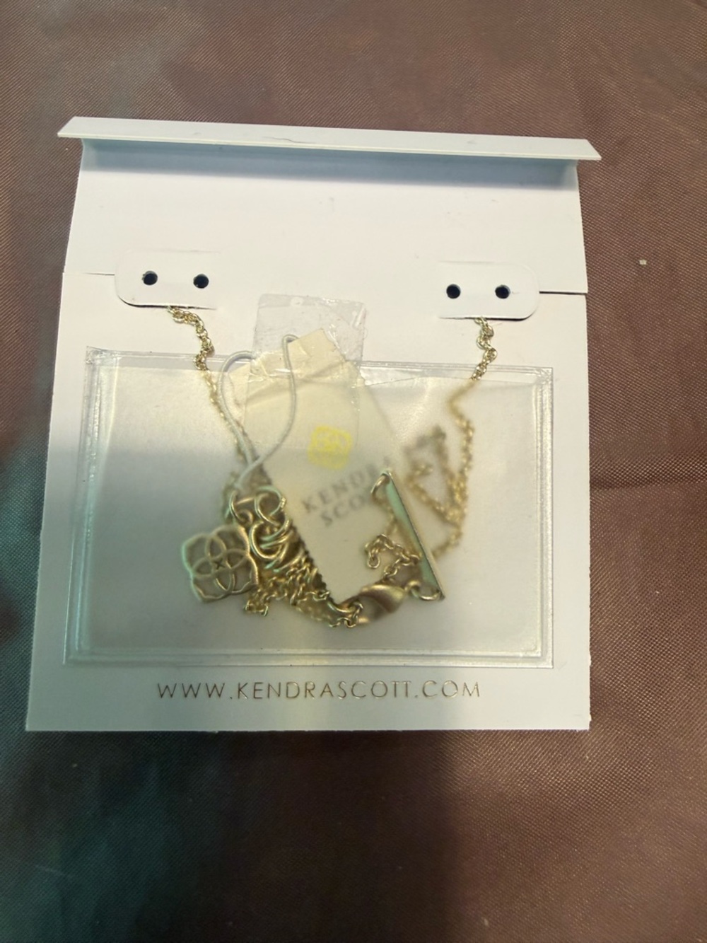 NWT Kendra Scott Elisa Gold Pendant Necklace Bronze Veined Turquoise Magnesite - Picture 6 of 7